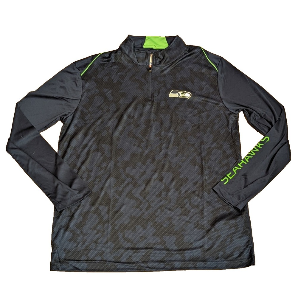 Seattle Seahawks 1/4 ZIP NFL Team Apparel Men's XL Long sleeve blue camo shirt